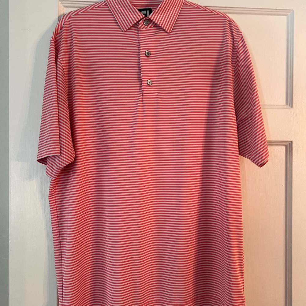 FootJoy Red and White Striped Polo Shirt